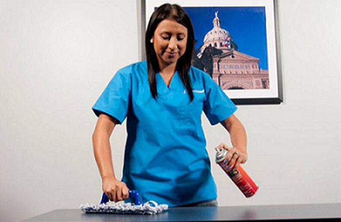 A Women Working on desk Cleaning