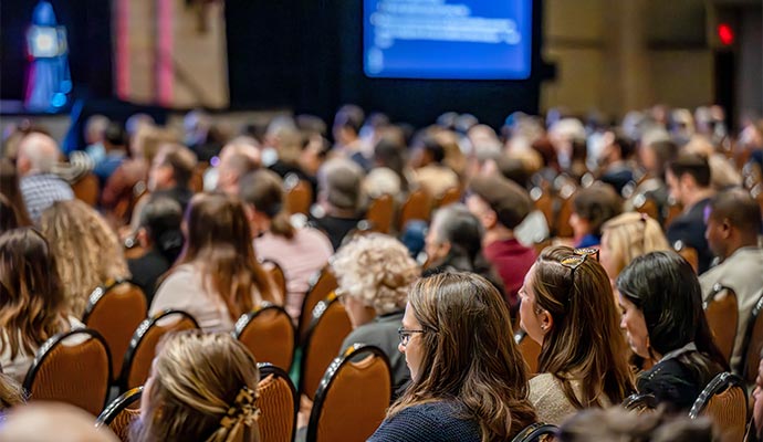 A busy convention hall