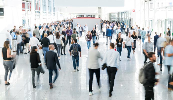 A busy exhibition space