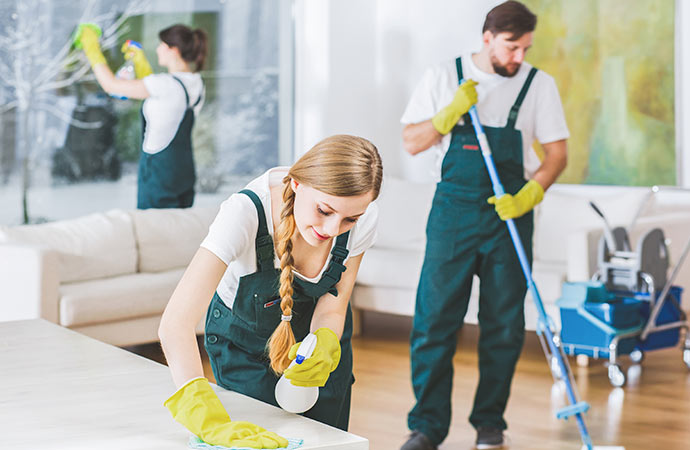 Professional worker cleaning assets