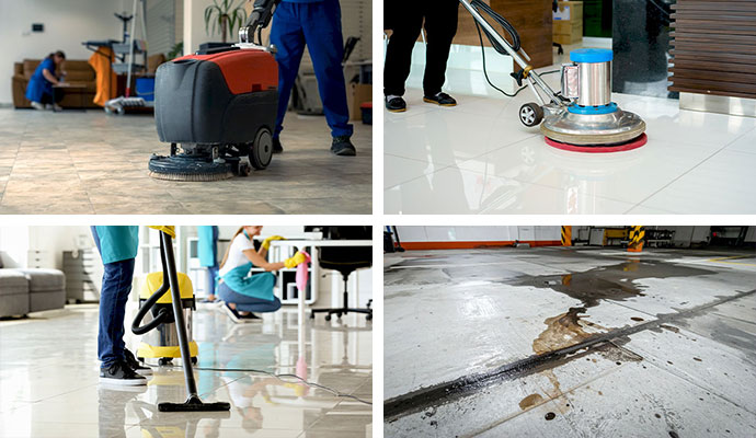 Collage commercial floor cleaning and maintenance services