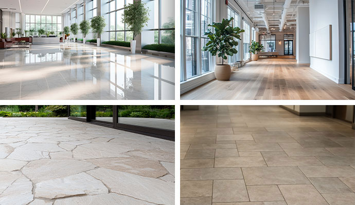 Collage of cleaned commercial floor