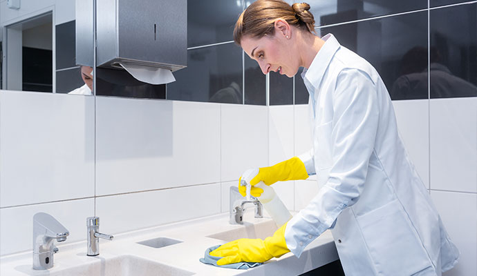 Commercial restroom cleaning and sanitizing services