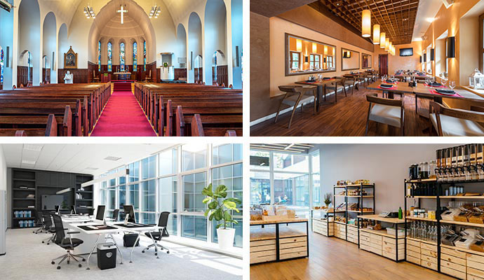 Collage of different industries served by Valor Janitorial