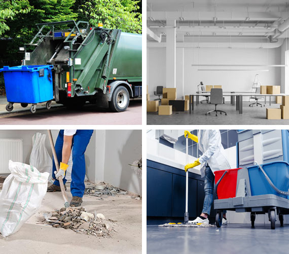 Collage of different janitorial services
