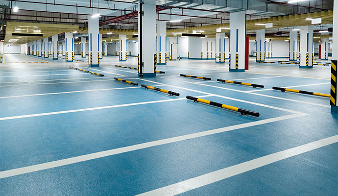 Clean floor of a commercial garage