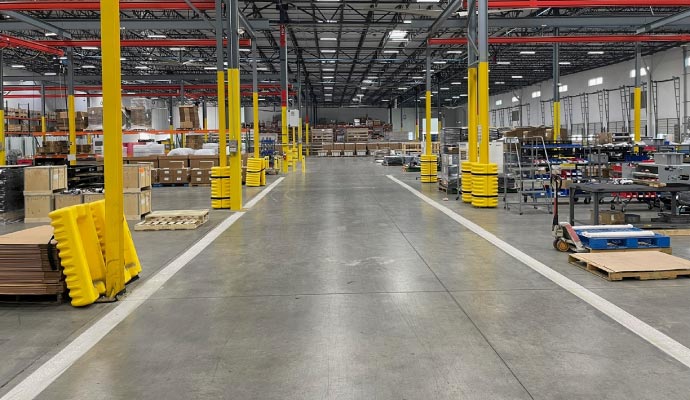 A clean and organized modern warehouse interior