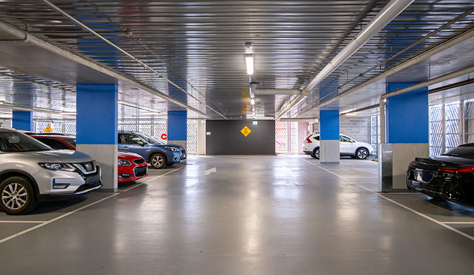 Clean commercial garage floor after deep cleaning