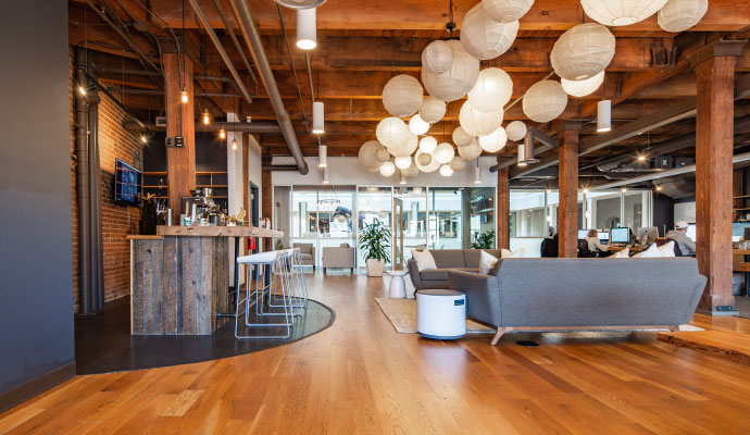 Clean restaurant floor
