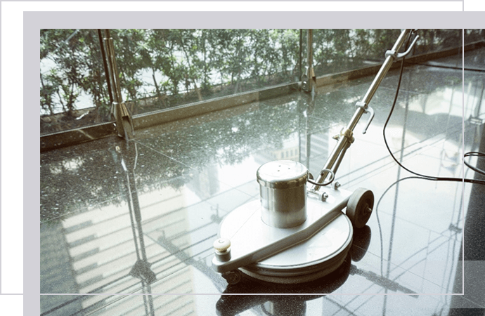 Professional granite floor cleaning and polishing using equipment