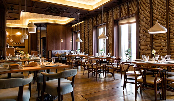 A clean restaurant dining area