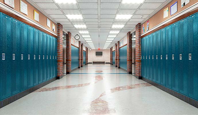 Clean school hallway