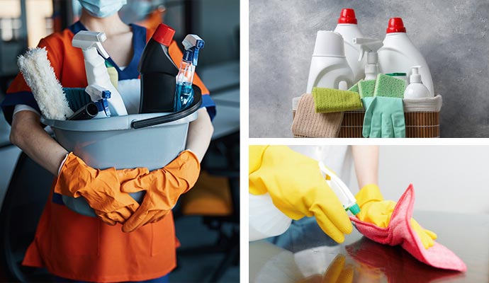 Collage of eco-friendly cleaning products