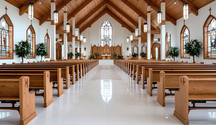 Interior view of a clean church