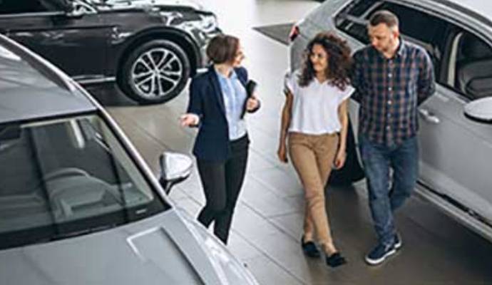 A clean car dealership showroom floor