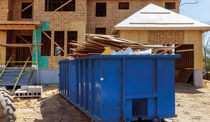 Dumpster full of construction trash