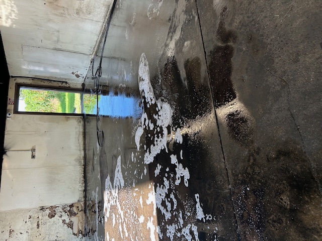 Warehouse Floor - during power washing
