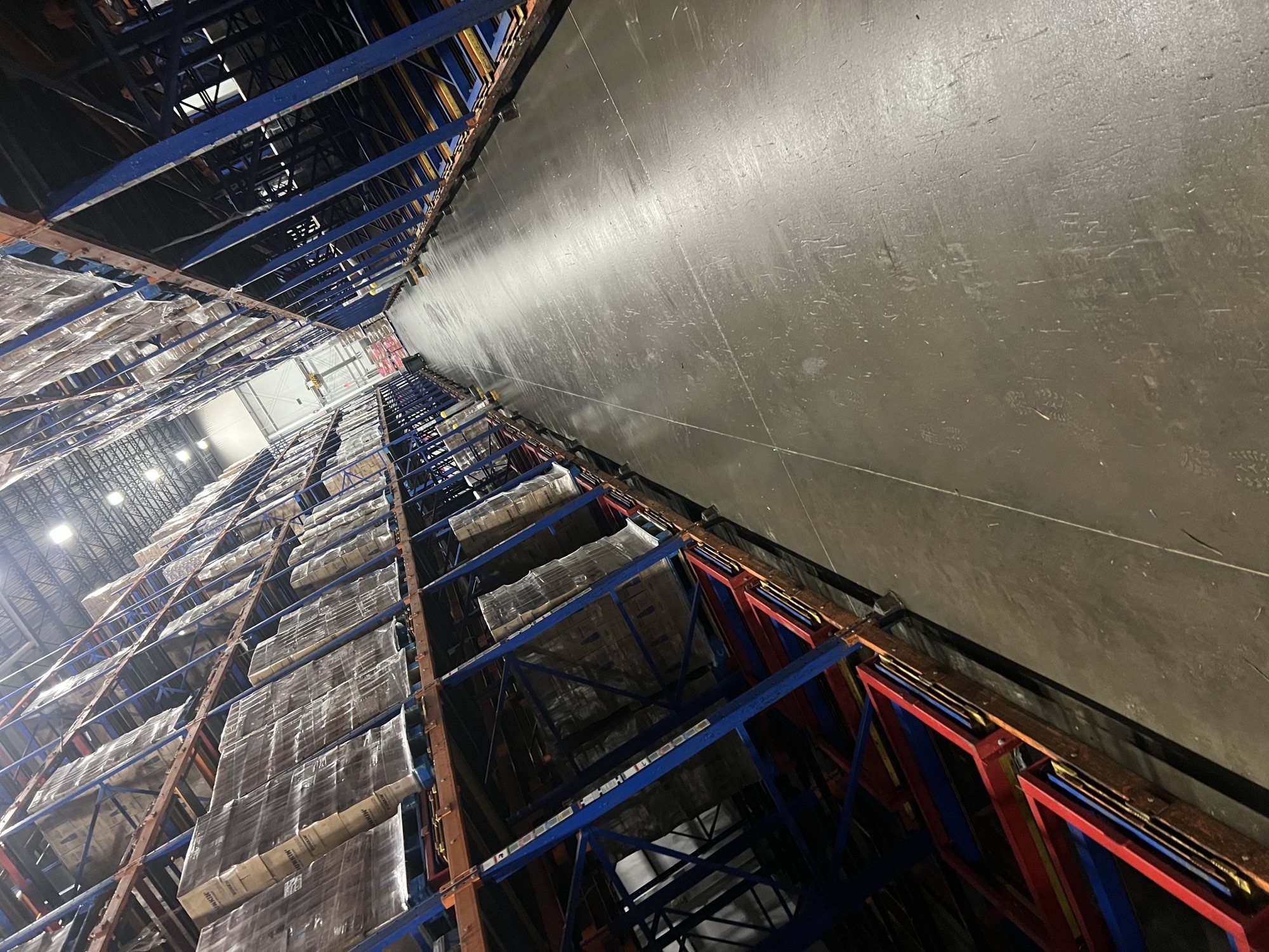 Warehouse Floor Near Mobile Pallet Racking System After Cleaning