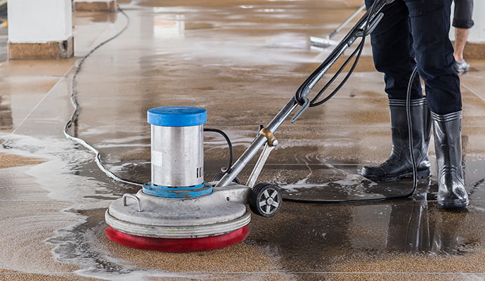 cleaner cleaning bus station