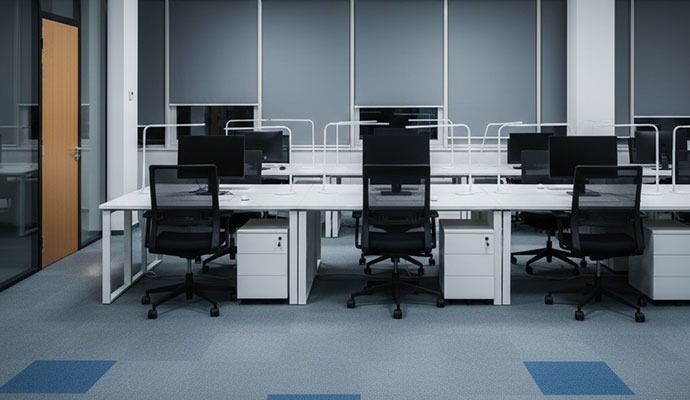 Clean office interior with desks and chairs