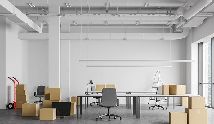 Packed out content in office space