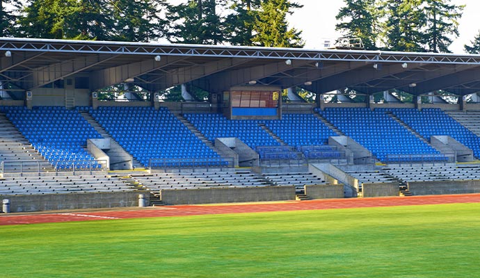 Stadium seating and athletic field