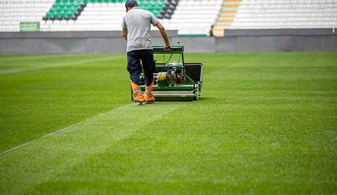 Stadium turf mowing service